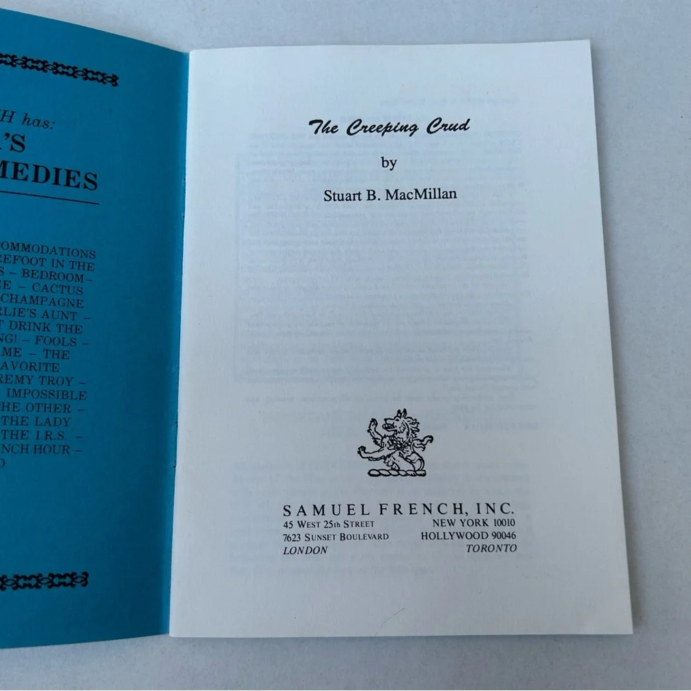 The Creeping Crud Stuart B Macmillan Vintage 1990 Play 0573692114 Samuel French